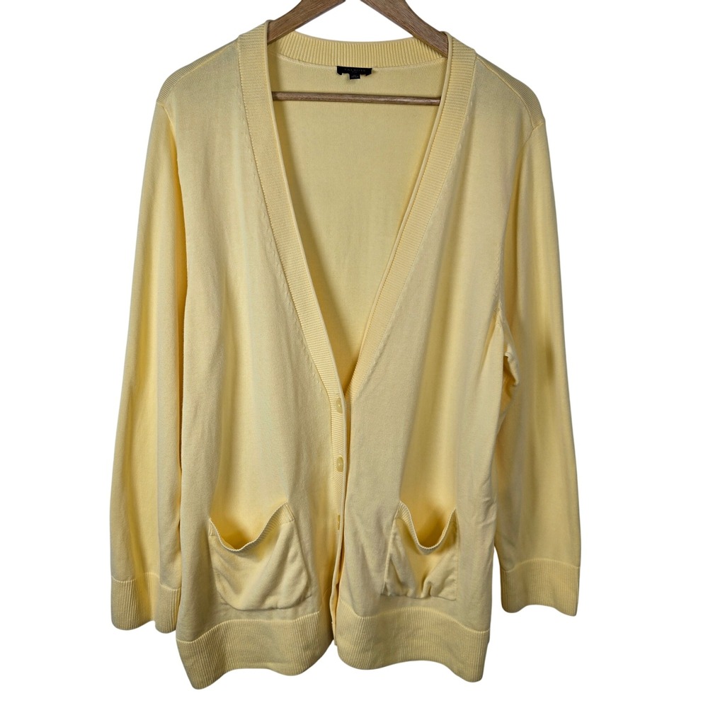 Talbots Plus Size 2x Yellow Button Front Cardigan… - image 1